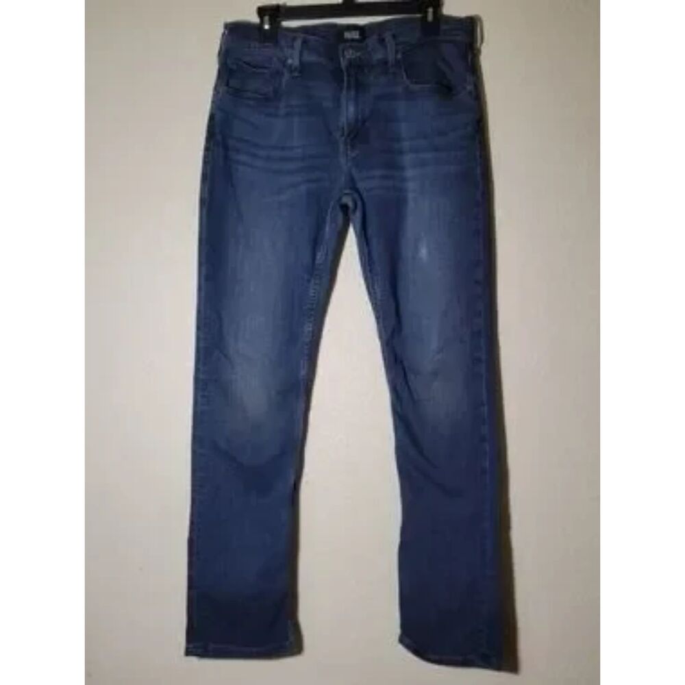PAIGE | Men's Federal Slim Straight Jeans Whiskered Denim Designer Size 34
